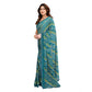 Generic Women's Georgette Printed Saree With Unstitched Blouse 5.5Mtr (Sky Blue) - MYLUXURY LANE ENTERPRISE