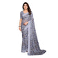 Generic Women's Georgette Printed Saree With Unstitched Blouse 5.5Mtr (Grey) - MYLUXURY LANE ENTERPRISE