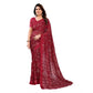 Generic Women's Georgette Printed Saree With Unstitched Blouse 5.5Mtr (Red) - MYLUXURY LANE ENTERPRISE