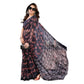 Generic Women's Georgette Printed Saree With Unstitched Blouse 5.5Mtr (Navy Blue) - MYLUXURY LANE ENTERPRISE