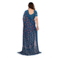 Generic Women's Georgette Printed Saree With Unstitched Blouse 5.5Mtr (Blue) - MYLUXURY LANE ENTERPRISE