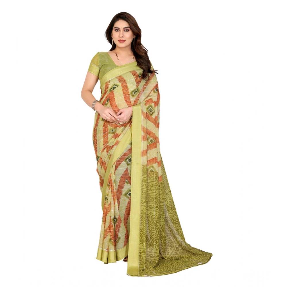 Generic Women's Georgette Printed Saree With Unstitched Blouse 5.5Mtr (Multicolor) - MYLUXURY LANE ENTERPRISE