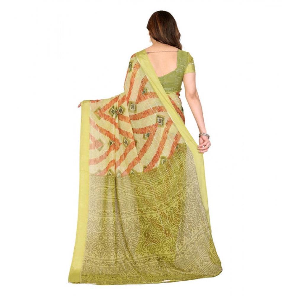 Generic Women's Georgette Printed Saree With Unstitched Blouse 5.5Mtr (Multicolor) - MYLUXURY LANE ENTERPRISE