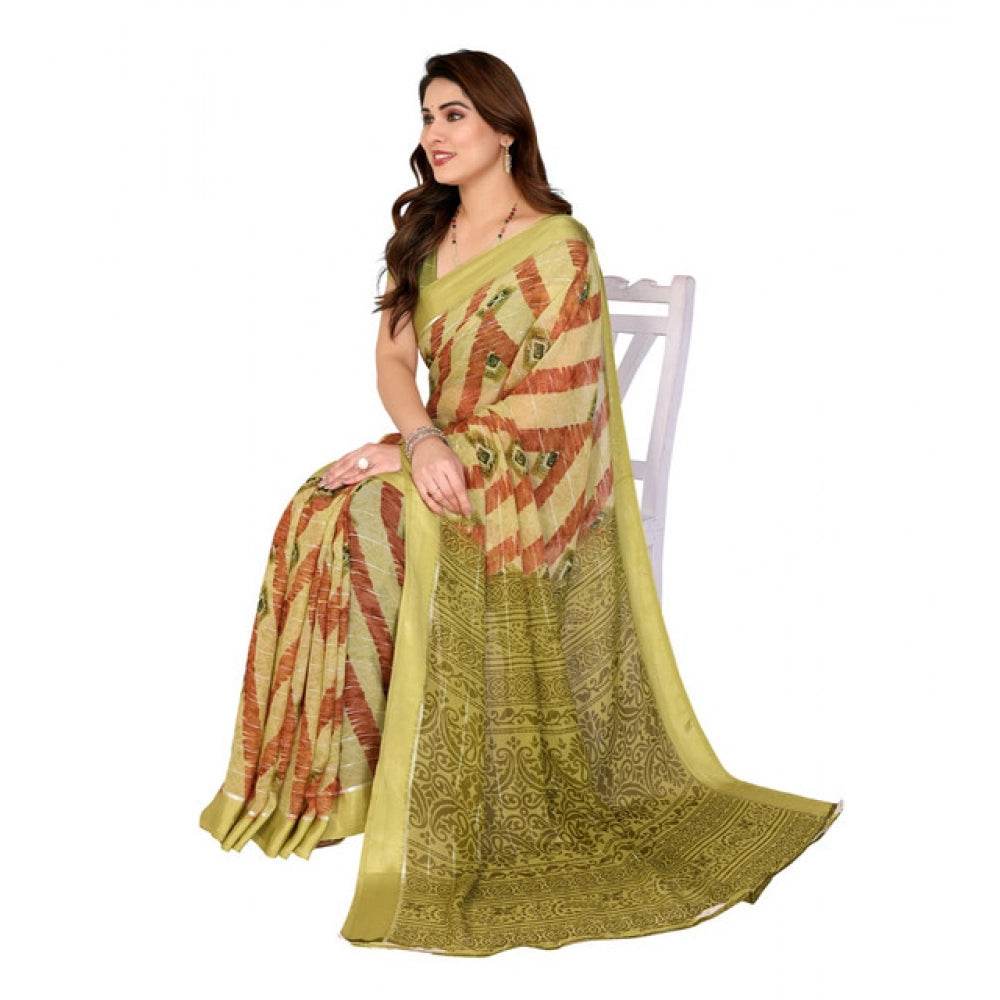 Generic Women's Georgette Printed Saree With Unstitched Blouse 5.5Mtr (Multicolor) - MYLUXURY LANE ENTERPRISE
