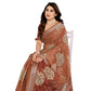 Generic Women's Georgette Printed Saree With Unstitched Blouse 5.5Mtr (Brown) - MYLUXURY LANE ENTERPRISE