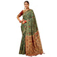 Generic Women's Silk Blend Woven Paithani Saree With Unstitched Blouse 5.5Mtr (Green) - MYLUXURY LANE ENTERPRISE