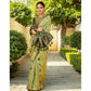 Generic Women's Silk Blend Woven Paithani Saree With Unstitched Blouse 5.5Mtr (Olive) - MYLUXURY LANE ENTERPRISE