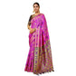 Generic Women's Silk Blend Woven Paithani Saree With Unstitched Blouse 5.5Mtr (Pink) - MYLUXURY LANE ENTERPRISE