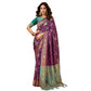Generic Women's Silk Blend Woven Zari Work Saree With Unstitched Blouse 5.5Mtr (Purple) - MYLUXURY LANE ENTERPRISE
