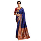 Generic Women's Silk Blend Zari Woven Saree With Unstitched Blouse 5.5Mtr (Navy) - MYLUXURY LANE ENTERPRISE
