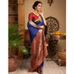 Generic Women's Silk Blend Zari Woven Saree With Unstitched Blouse 5.5Mtr (Navy) - MYLUXURY LANE ENTERPRISE