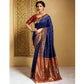 Generic Women's Silk Blend Zari Woven Saree With Unstitched Blouse 5.5Mtr (Navy) - MYLUXURY LANE ENTERPRISE