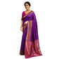 Generic Women's Silk Blend Zari Woven Saree With Unstitched Blouse 5.5Mtr (Purple) - MYLUXURY LANE ENTERPRISE