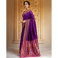 Generic Women's Silk Blend Zari Woven Saree With Unstitched Blouse 5.5Mtr (Purple) - MYLUXURY LANE ENTERPRISE