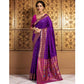 Generic Women's Silk Blend Zari Woven Saree With Unstitched Blouse 5.5Mtr (Purple) - MYLUXURY LANE ENTERPRISE