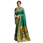 Generic Women's Silk Blend Paithani Saree With Unstitched Blouse 5.5Mtr (Green) - MYLUXURY LANE ENTERPRISE