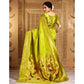 Generic Women's Silk Blend Paithani Saree With Unstitched Blouse 5.5Mtr (Lime Green) - MYLUXURY LANE ENTERPRISE