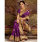 Generic Women's Silk Blend Paithani Saree With Unstitched Blouse 5.5Mtr (Purple) - MYLUXURY LANE ENTERPRISE