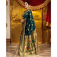 Generic Women's Silk Blend Paithani Saree With Unstitched Blouse 5.5Mtr (Teal) - MYLUXURY LANE ENTERPRISE