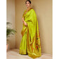 Generic Women's Silk Blend Woven Saree With Unstitched Blouse 5.5Mtr (Lime-Green) - MYLUXURY LANE ENTERPRISE