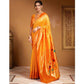 Generic Women's Silk Blend Woven Saree With Unstitched Blouse 5.5Mtr (Orange) - MYLUXURY LANE ENTERPRISE