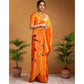 Generic Women's Silk Blend Woven Saree With Unstitched Blouse 5.5Mtr (Orange) - MYLUXURY LANE ENTERPRISE