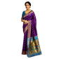 Generic Women's Silk Blend Zari Woven Saree With Unstitched Blouse 5.5Mtr (Purple) - MYLUXURY LANE ENTERPRISE