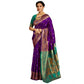 Generic Women's Silk Blend Zari Weaving Saree With Unstitched Blouse 5.5Mtr (Purple) - MYLUXURY LANE ENTERPRISE