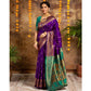 Generic Women's Silk Blend Zari Weaving Saree With Unstitched Blouse 5.5Mtr (Purple) - MYLUXURY LANE ENTERPRISE