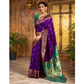 Generic Women's Silk Blend Zari Weaving Saree With Unstitched Blouse 5.5Mtr (Purple) - MYLUXURY LANE ENTERPRISE