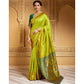 Generic Women's Silk Blend Zari Weaving Saree With Unstitched Blouse 5.5Mtr (Lime-Green) - MYLUXURY LANE ENTERPRISE