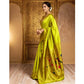 Generic Women's Silk Blend Zari Weaving Saree With Unstitched Blouse 5.5Mtr (Lime-Green) - MYLUXURY LANE ENTERPRISE