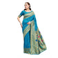 Generic Women's Silk Blend Paithani Weaving Saree With Unstitched Blouse 5.5Mtr (Turquoise) - MYLUXURY LANE ENTERPRISE