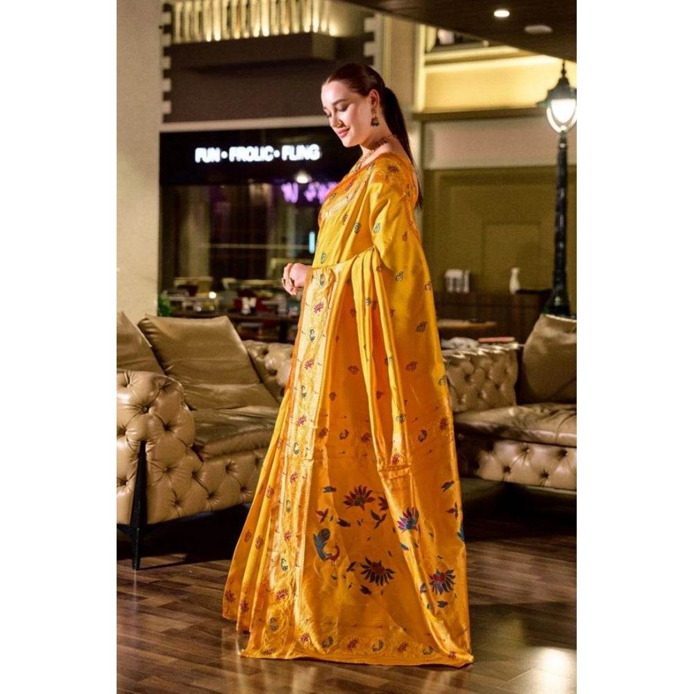 Generic Women's Silk Blend Zari Woven Saree With Unstitched Blouse 5.5Mtr (Mustard) - MYLUXURY LANE ENTERPRISE