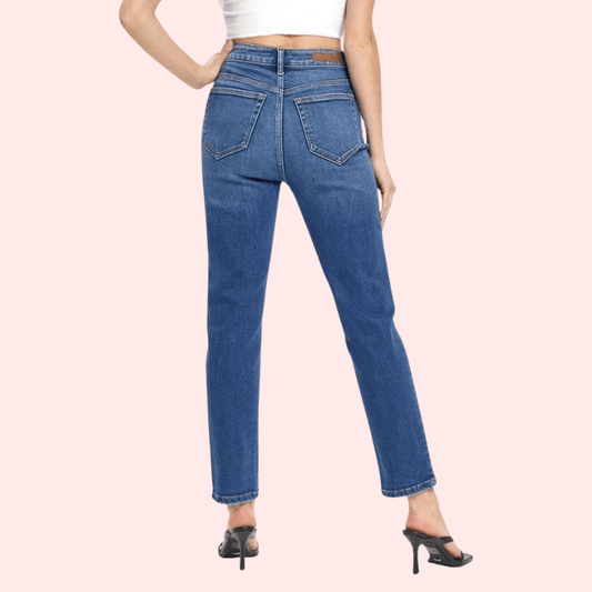 Women's High Rise Classic Slim Straight Denim Jeans - MYLUXURY LANE ENTERPRISE