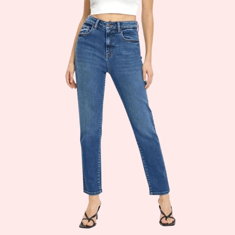 Women's High Rise Classic Slim Straight Denim Jeans - MYLUXURY LANE ENTERPRISE