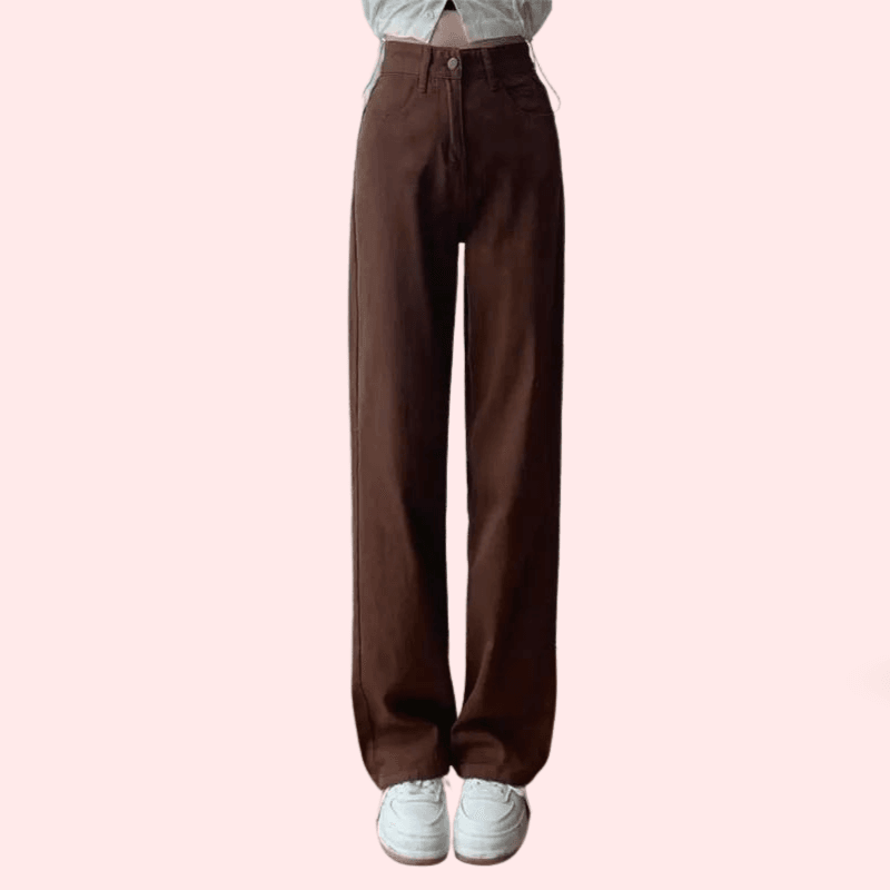 Women's Brown High Rise Wide Leg Loose Denim Jeans - MYLUXURY LANE ENTERPRISE