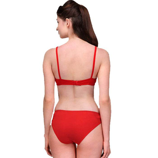 Comfy Red Cotton Everyday Bra Panty Set - MYLUXURY LANE ENTERPRISE