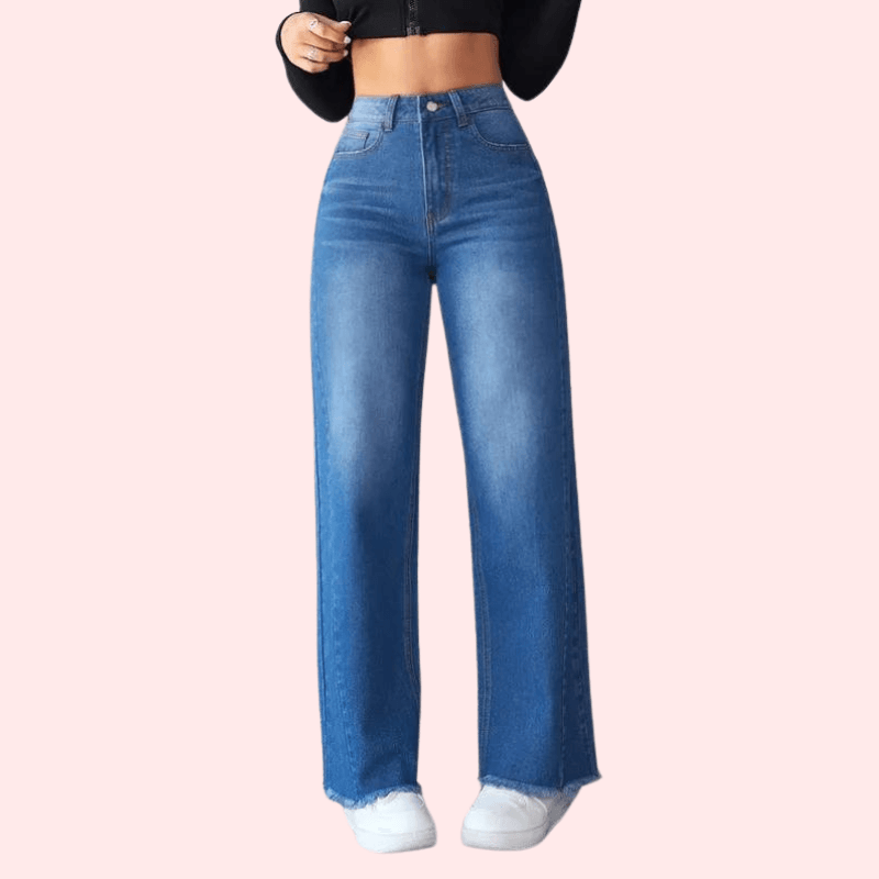Wide-Leg Casual High-Waist Non-Elastic Jeans for Women - MYLUXURY LANE ENTERPRISE
