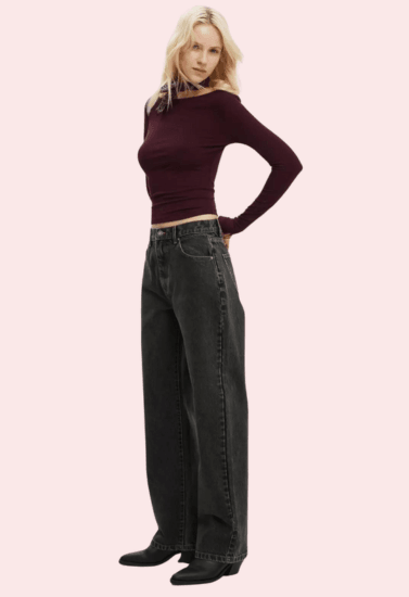 Women's Loose Straight Jeans in Smokey Black Denim - MYLUXURY LANE ENTERPRISE