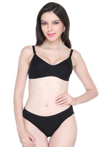 Women’s Classic Smooth Black Bra And Panty Set - MYLUXURY LANE ENTERPRISE