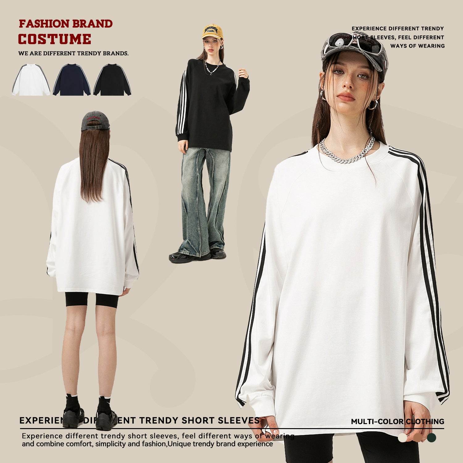 Autumn And Winter Heavy College Style Loose Long-sleeved T-shirt Top - MYLUXURY LANE ENTERPRISE