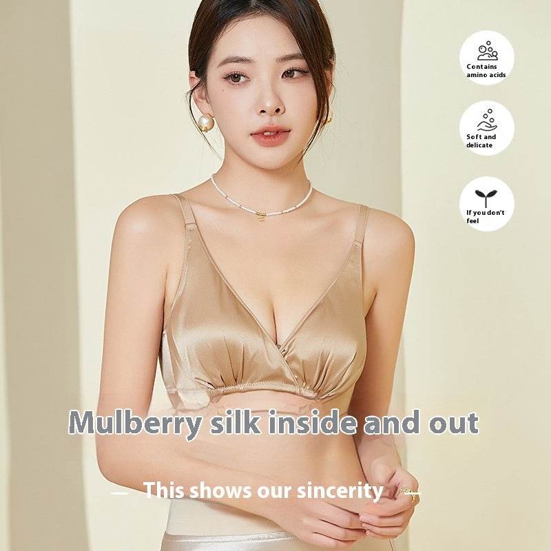 Double-sided Gathering Bra Frameless Bright Silk Underwear - MYLUXURY LANE ENTERPRISE