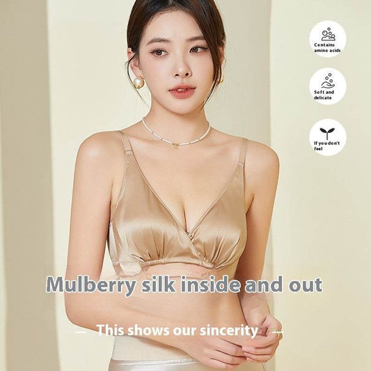 Double-sided Gathering Bra Frameless Bright Silk Underwear - MYLUXURY LANE ENTERPRISE