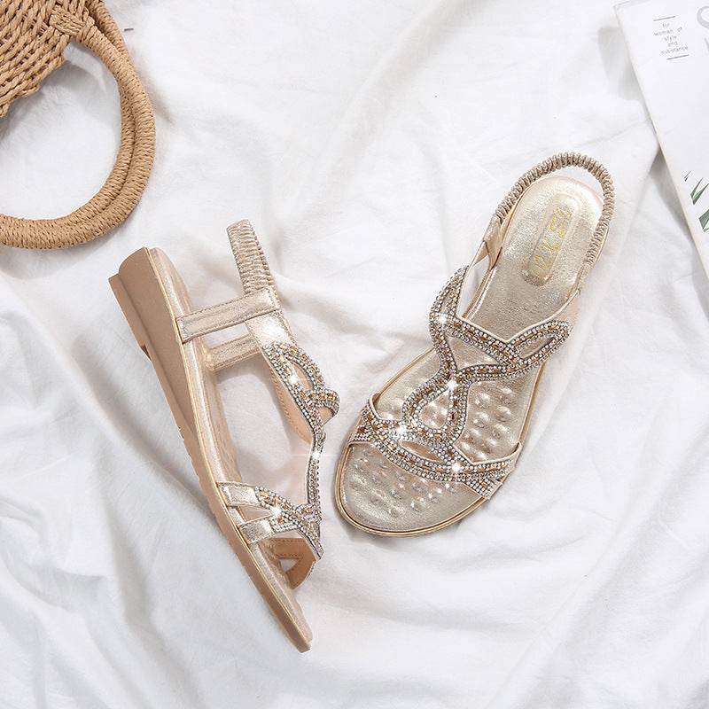 Rhinestone Sandals Bohemia Wedge Sandals Women - MYLUXURY LANE ENTERPRISE
