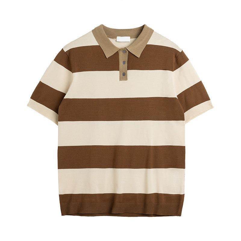 Business Striped Short-sleeved T-shirt Men - MYLUXURY LANE ENTERPRISE