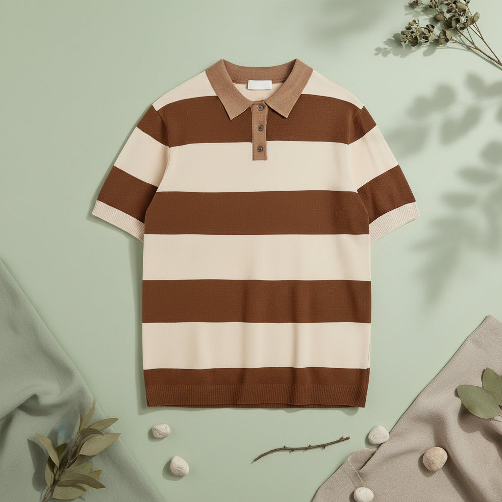 Business Striped Short-sleeved T-shirt Men - MYLUXURY LANE ENTERPRISE