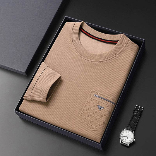 Men's New Fashion Slim Pullover Round Neck Long Sleeve T-shirt - MYLUXURY LANE ENTERPRISE