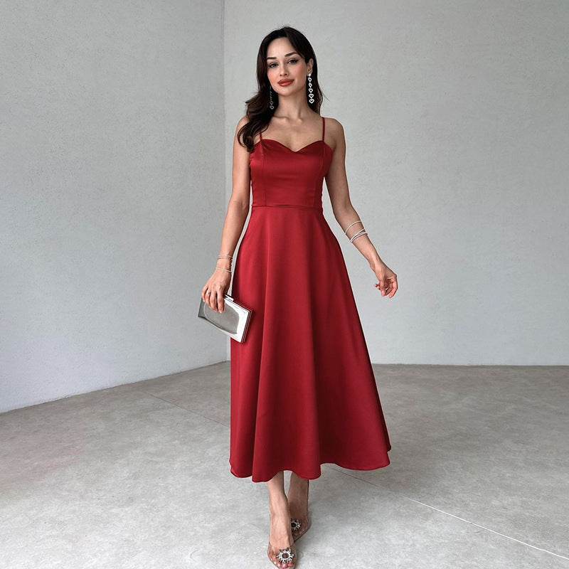 Summer Slim Satin Strap Women Dress - MYLUXURY LANE ENTERPRISE