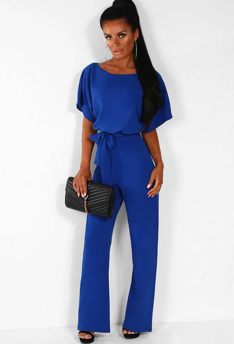 7-color Fashion Lace-up Button Short-sleeved Women's Jumpsuit - MYLUXURY LANE ENTERPRISE